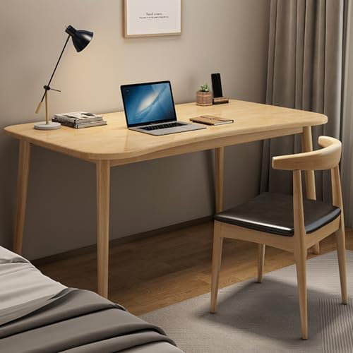 LAMEDOAT Holz-Computertisch, Schreibtisch, Mid-Century Modern Home-Office-Schreibtisch mit ergonomisch geschwungener Schreibtischplatte (80 cm, Natur)