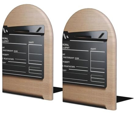 Sdegtho Film-Buchstützen für Regale, Buchstützen aus Holz mit Metallsockel, stabile Buchhalter für schwere Bücher