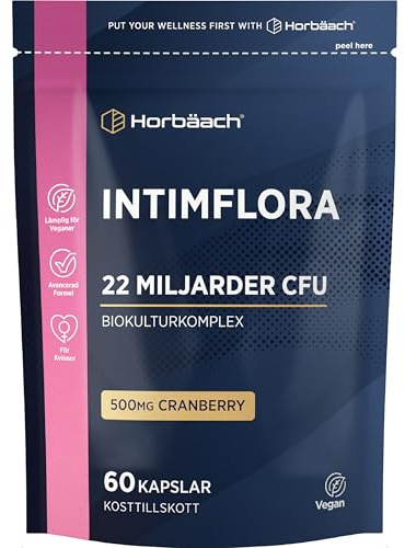 ProBio Frauen Intimflora Kapseln 22 Mrd KBE | Kulturen Komplex mit Cranberry | für Intimflora und Darmflora | 60 Kapseln | 4 Stämme | av Horbaach