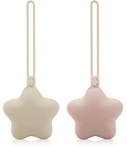 2 pezzi Porta Ciuccio a Forma di Stella, Porta Succhietto in Silicone Contenitore per Ciuccio per Neonati Maschi e Femmine (Colore Della Pelle, Rosa)