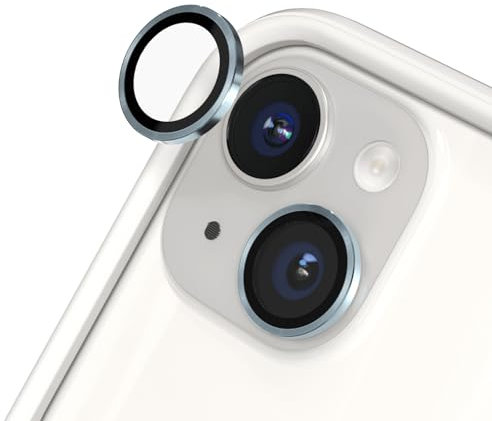 RhinoShield Protection d'objectif en verre trempé 9H compatible avec [iPhone 15/15 Plus] | Résistance aux chocs et aux rayures, haute clarté, protection anti-éclats, techn anti-buée - Bleu