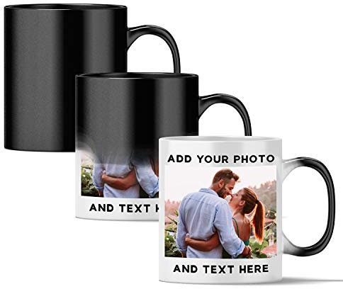 Générique Tasse Magique Personnalisée avec Photo et Texte | Heat Sensitive Custom Coffee Mug | Change de Couleur à la Chaleur