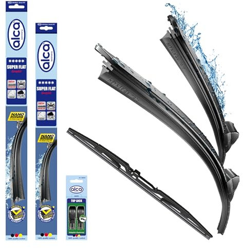alca® Scheibenwischer Set mit Heckwischer passend für OPEL ASTRA K Sports Tourer (04.2016-12.2022) SUPER FLAT Flachbalkenwischer