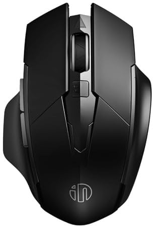 INPHIC Mouse Bluetooth Ricaricabile Tri-Mode, 5.0/4.0 + 2.4G Wireless, 800-1600DPI Portatile per Computer PC MacOS, 6 Pulsanti, Click Silenzioso, Batteria Migliorata