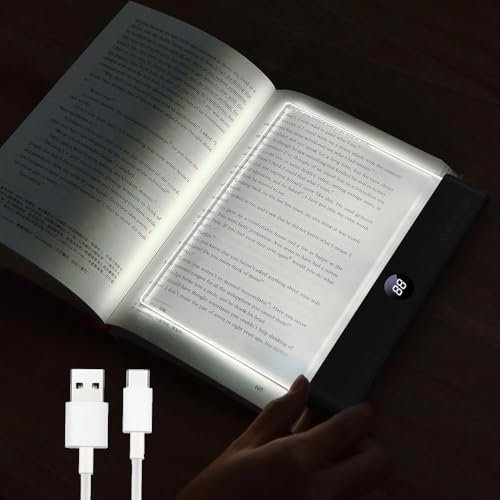 Maxspace Leselampe Buch, 3 Lichtfarben Dimmbares LED Buchlampe mit Timer, Wiederaufladbare Buch Leselampe für Nachtlesungen im Bett (Schwarz)