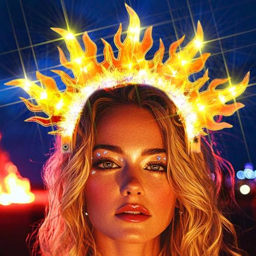 Evlry Serre-tête de feu à LED - Pour cosplay et Halloween - Accessoire de cheveux pour femme