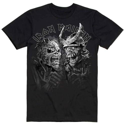 Iron Maiden Senjutsu Large Grayscale Heads T Shirt L Black