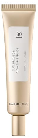 THANKYOU FARMER Glow Sun Essence 40ml SPF 30, Leichte Gesichts Sonnencreme mit Niacinamid, Aloe Vera, Squalan, Anti-Falten UV Schutz