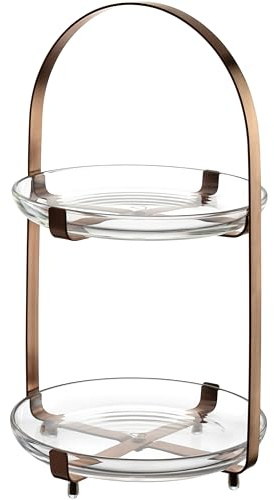LEONARDO HOME CUCINA Etagere • 1 Stück • Moderne Glasetagere • für Kuchen & Häppchen • elegante Etagere • für Brunch und Buffet • Zeitloses Design • für jede Gelegenheit • Höhe 32 cm • kupfer • 025366