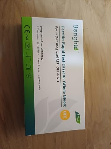 Beright Ferritin Rapid Test Cassette, Whole Blood Self-Testing Kit for Iron Deficiency, CE Authorised