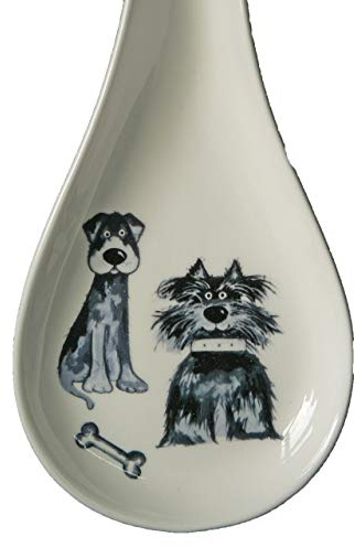 Blue/Black Dogs China Large Spoon Rest