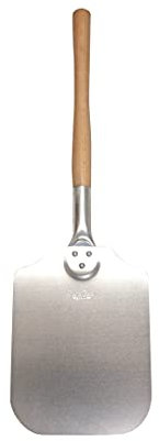 Samuel Groves Professional Aluminium Pizza Paddle Spade with Wooden Handle Traditional Style Oven Pizza (12 (35 x 30 cm) Long Handle)