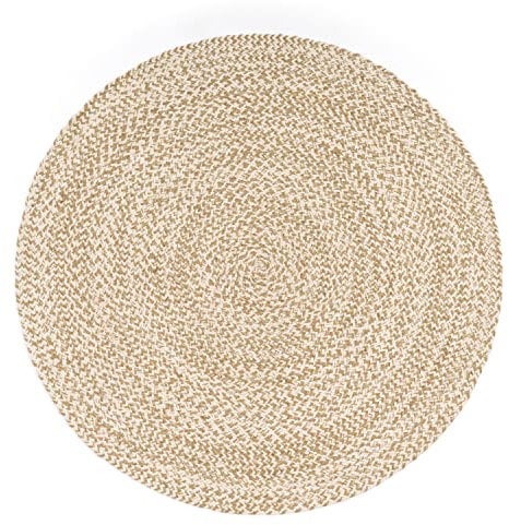 Paco Home Teppich Rund Wohnzimmer Jute Boho Ethno Muster Modern Handgefertigt Naturteppich, Grösse:200 cm Rund, Farbe:Beige