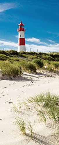 A.Monamour Türtapete Selbstklebend Türfolie Türposter 3D Leuchtturm Rot Weiß Auf Der Düne Sylt Insel Deutschland Vinyl Folie Türdeko Tapete Wandbild Türaufkleber Türtattoo 95 x 215 cm