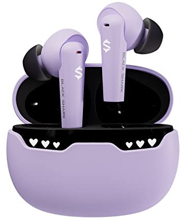 Black Shark Kawaii Bluetooth-Kopfhörer Kabellose Kopfhörer mit süßer LED-Emoji-Anzeige, 10mm-Treiber, 24Std. Laufzeit, wasserdicht (IPX5), Lucifer T10 - Lila