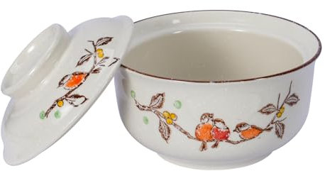 LLPUSLUO 8 inch Retro Ceramic Ramen Bowl with Lid,Japanese Style Personalized Dinnerware For Noodle Rice Porridge Soup Fruit Salad (8inch, C)