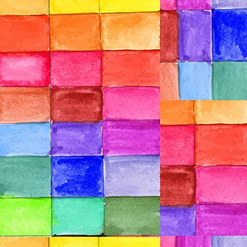 Bunter geometrischer Stoff, Meterware, Regenbogen-abstrakte Kunst, quadratisch, Polsterstoff für Stühle, mehrfarbiger geometrischer dekorativer wasserdichter Outdoor-Stoff, 92x150 cm, Magentablau