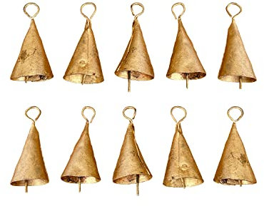 Vivanta 10 Pcs 1.75 Inch Bells for Crafts , Home Decor , Christmas Bell Ornaments , Christmas Bell Decorations , Christmas Bells for Decoration - Vintage Jingle Bells Small Gold Bell Witch Cow Bells