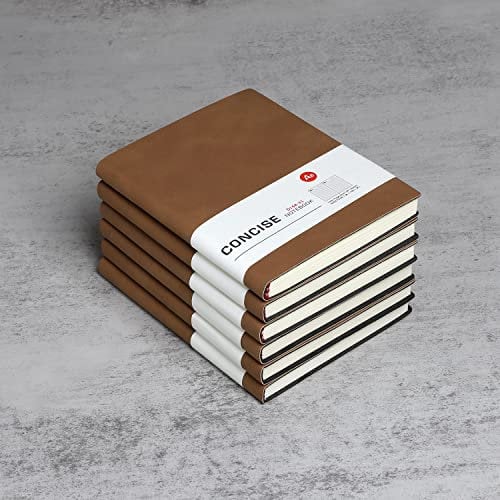 huaao Notizbuch A6 liniertes Leder 6er Pack Hardcover Notizbücher mit Hochwertigem Dickem 100 gsm, Journal Notizbücher Klassisches Notizblock für Schreiben, Büro, Schule, Geschäft 10,5 * 14 cm, Braun