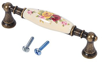 Nimomo Poignée de Porte Vintage en Céramique, Durable Vintage Motif de Fleurs Rurales en Bronze Bricolage Poignées de Porte Armoire Placard Tiroir Boutons Tirer