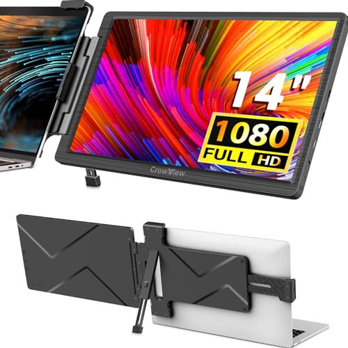 ELECROW Laptop Screen Extender 14 Inch Portable Monitor for Laptop (13”-16.5”) CrowView FHD 1080P USB-C Dual Screen Laptop Monitor Compatible with Mac Wins Android