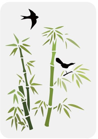 FINGERINSPIRE Bambus Vogel Malschablone 21x29.7 cm Wiederverwendbare Bambus Schablone Fliegende Vogel Schablone Tierthema Vorlage Zum Malen Auf Holz Fußboden Mauer Fliese Segeltuch Stoff Und Möbel