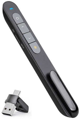 2-in-1 USB Type C Presentation Clicker for PowerPoint Remote, Hyperlink Wireless Presenter Remote Presentation Pointer,USB Presentation Remote Slide Advancer PPT Clicker for Computer Laptop Mac