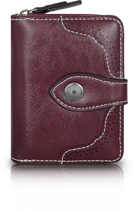 FuninCrea Portefeuille Femme Petit Porte Feuilles pour Femme, Porte Monnaie Femme Classique Porte Feuille Femme Porte-Cartes en Cuir Grande Capacité avec fenêtre ID et Fermeture Éclair