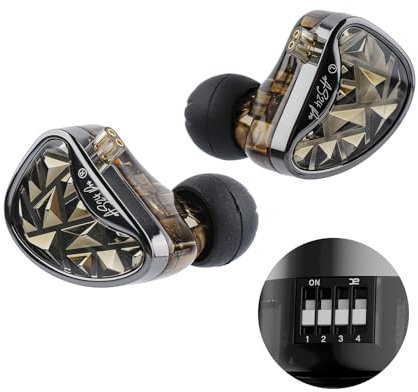 Linsoul KZ AS24 Pro 12BA Controladores IEM, sintonizable HiFi IEM, Auriculares con Cable Desmontable de 0,78 mm empotrada 2pin Cable Plateado para el músico audiófilo (Sintonizable, sin micrófono)