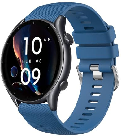 Yisica Correa Compatible con Amazfit GTR 4/3 Pro/2/2e/47mm/Stratos 3/2, 22mm Pulsera de Repuesto Silicona para Hombre Mujer (22MM, Azul Profundo)
