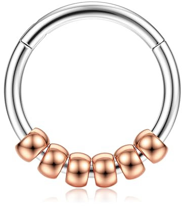 BodyBonita Septum Piercing 16G – 316L Edelstahl Nasenpiercing Nasenring Reifen für Damen Herren Helix Conch Piercings Tragus Daith Knorpel Piercing Silber 8 mm Rosy Oribit