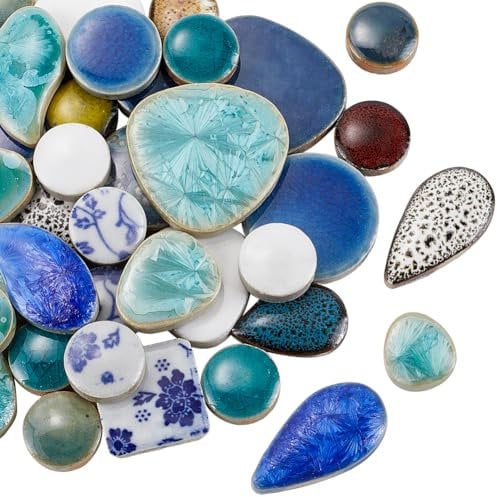 SOFPLATE 1 scatola Da 200g di Piastrelle di Ceramica Rotte Piastrelle di Mosaico Irregolari Forme Miste Piastrelle di Porcellana Cinese Colorate Pezzi per Fai Da Te Artigianato Piatti Vasi Tazze Decor