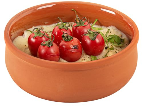 Restaurantware -Terra Tek Cazuelas de terracota de 17 onzas, 2 ollas de arcilla esmaltada marrón para cocinar, listas para horno, microondas, ollas de terracota para servir, lavavajillas, para cocinar