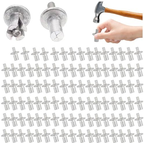 NICENEEDED 100 pz Rivetti con Anima in Alluminio, Rivetti con Percussione A Martello con Testa Semitonda, Rivetti Ciechi in Alluminio Rivetti Ad Espansione A Percussione