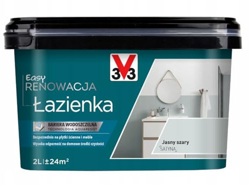 V33 Fliesenfarbe Badezimmer 2,0 L – Hell Grau– Ohne Grundierung – Wasser- & Reinigungsmittelbeständig – Renovierung von Wandfliesen – hohe Deckkraft, strapazierfähig