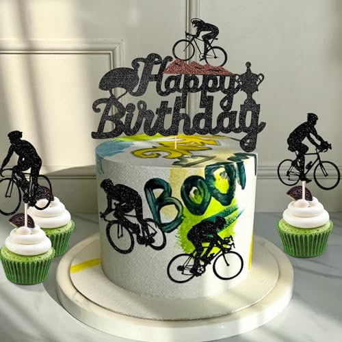 Bicycle Cupcake Toppers Bike Sport Cake Decorations for Sport Theme Baby shower Birthday Wedding Party Cake Decorations