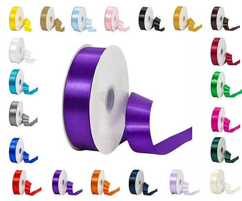 25 m Rollen doppelseitiges Satinband in verschiedenen Breiten und Farben (lila, 3 mm x 25 m)