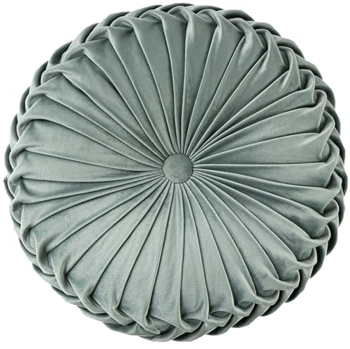 JORTUIO Rundes Dekorativen Kissen, Samt-Meditationskissen Rundes Radform Kissen 35cm,Wird Für Wohnzimmer Sofa, Bett,Stuhl,Boden,Auto, Schlafzimmer(Hellgrün,D: 38cmx10cm)