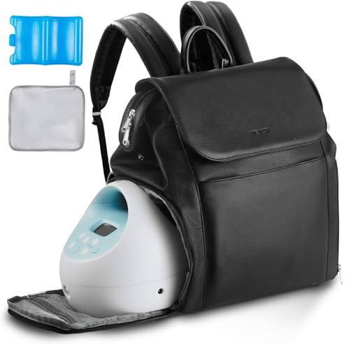 VEVOR Sac à Dos pour Tire-Lait S1/S2 Sac Isotherme Conservation Lait Maternel Portable avec Pain de Glace, Tapis Imperméable, Étui de Transport pour Stockage de Biberons Lait, Travail, Voyages, Noir