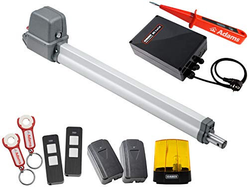 Sommer Twist 200EL Drehtorantrieb 1-flüglig + 2 Stück 2-Befehl Handsender Pearl Twin mit ADAMS Anhänger + Lichtschranken 7020 + Warnlicht 24V Set 5in1K + ADAMS Stromprüfer NEU