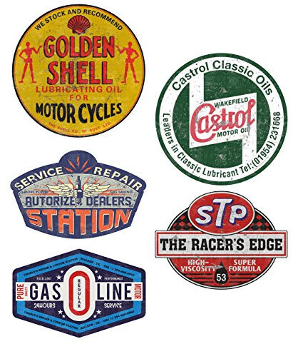 cut-it folientechnik & design MG616 / Aufkleber Set Gasoline Breite je ca. 6,5cm Shell STP Hot Rod Shop Sticker Retro Oil Vintage Oldtimer Old School