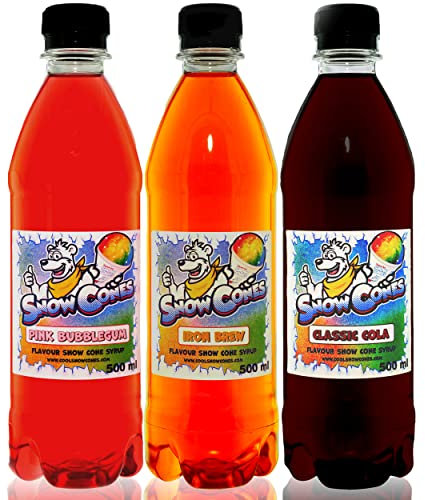 Slush Syrup|Snow Cone Syrup|3 x 500ml Bottles 3 x 500ml packs(The Unicorn Pack) Blue Bubblegum|Iron Brew Type|Classic Cola| This Pack Includes Free Sticker Pack