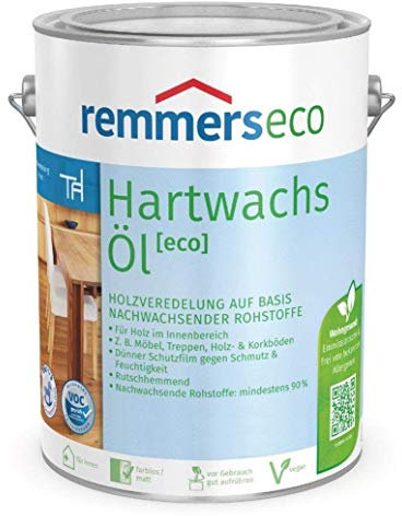 Remmers Hartwachs-Öl [eco] silbergrau, 0,375 Liter, Hartwachsöl für innen, natürliche Basis, Beize, Öl und Versiegelung in einem, nachhaltig, vegan