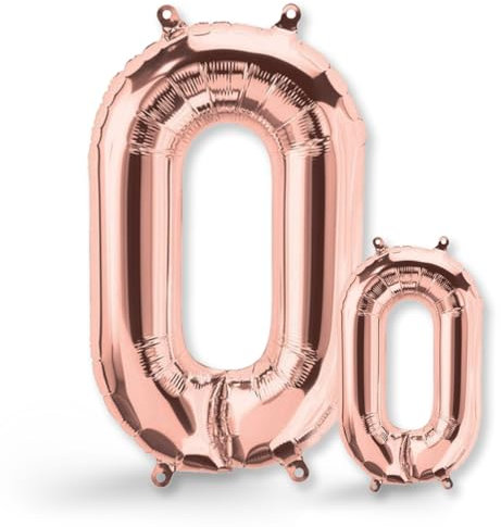 FUNXGO® folienballon 0 rosa Gold - 2 Stück - 42 & 17- Luftballon Zahl 0 - Zahlen Ballon 0 Deko - zum 0. Geburtstag, Hochzeit, Jubiläum, Fest, Party Dekoration -100cm & 38cm- Ballon 0 rosagold