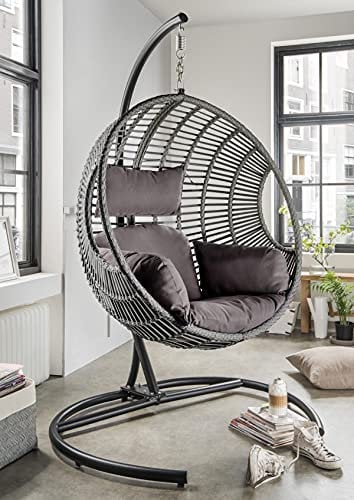 Destiny Hängesessel Coco DE Luxe, inkl. Gestell, Polyrattan, grau meliert