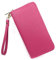 Grand portefeuille pour femme à fermeture éclair en cuir synthétique élégant spacieux spacieux avec porte-monnaie, idée cadeau, fuchsia, One Zip, Élégant