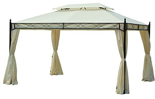 Outsunny Luxus Pavillon Gartenpavillon Partyzelt Festzelt Gartenzelt Pagode 3x4 m Creme