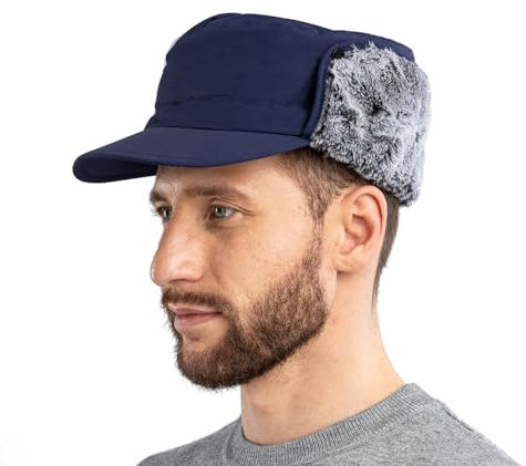 ZffXH Winter Militär Armee Trapper Hut Trappermütze Kappe Aviator Pilotenmütze Flieger Ohrenklappen Ohrschutz Jagd Jäger Mütze Fell Pelz warm Ski hat
