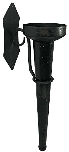 Rustikaler Wandkerzenhalter Eisen Ritterstil Burgfackel Schwarz Mittelalter-Stil