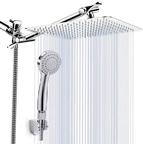 Shower Head, 16'' High Pressure Rainfall Shower Head/Handheld Showerhead Combo Chrome Stainless Steel Rain Shower Head Bathroom Top Sprayer Faucet Head
